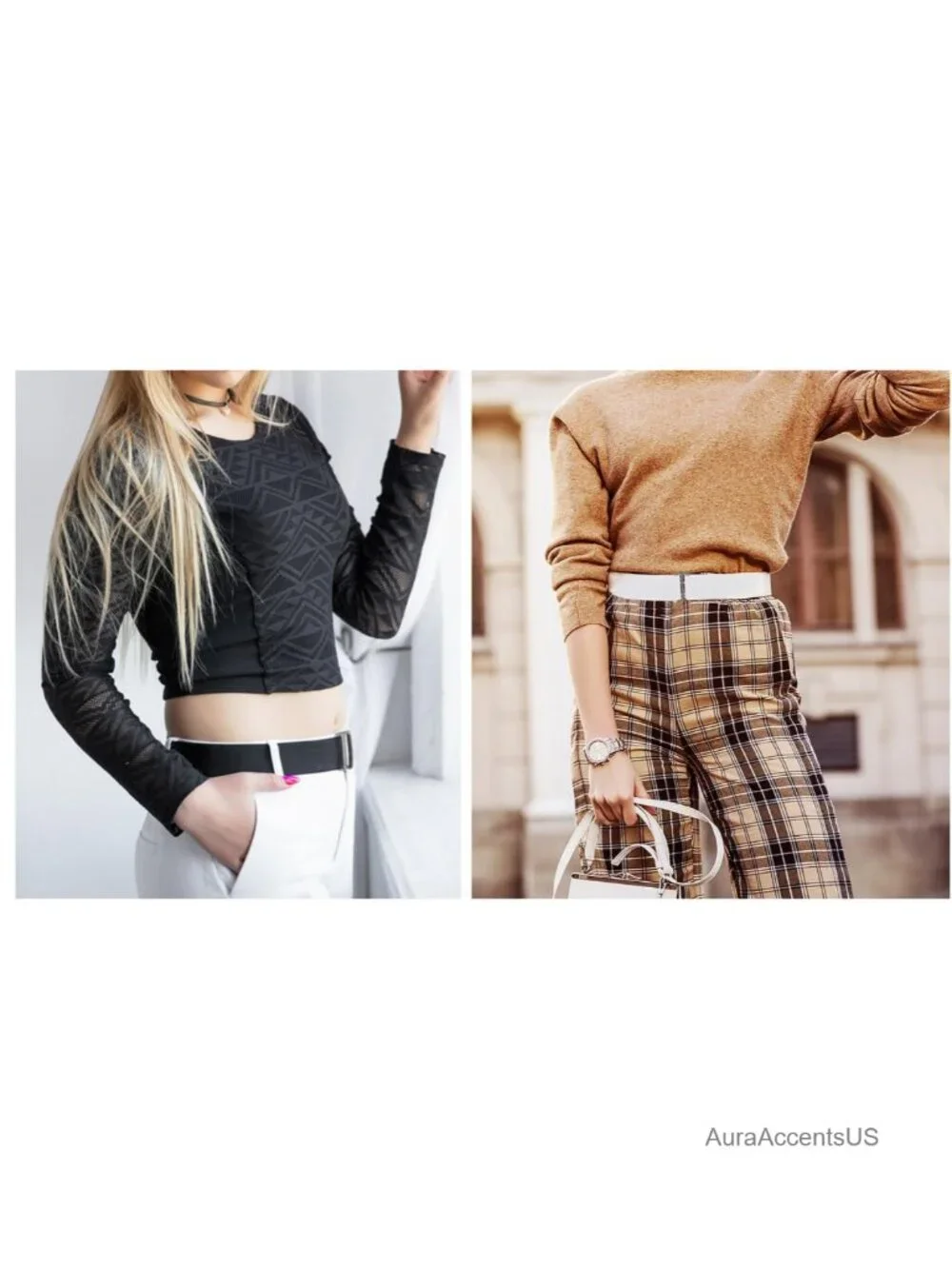 No Show Stretch Belt Adjustable Elastic Belt Flat Buckle for Pants Dresses